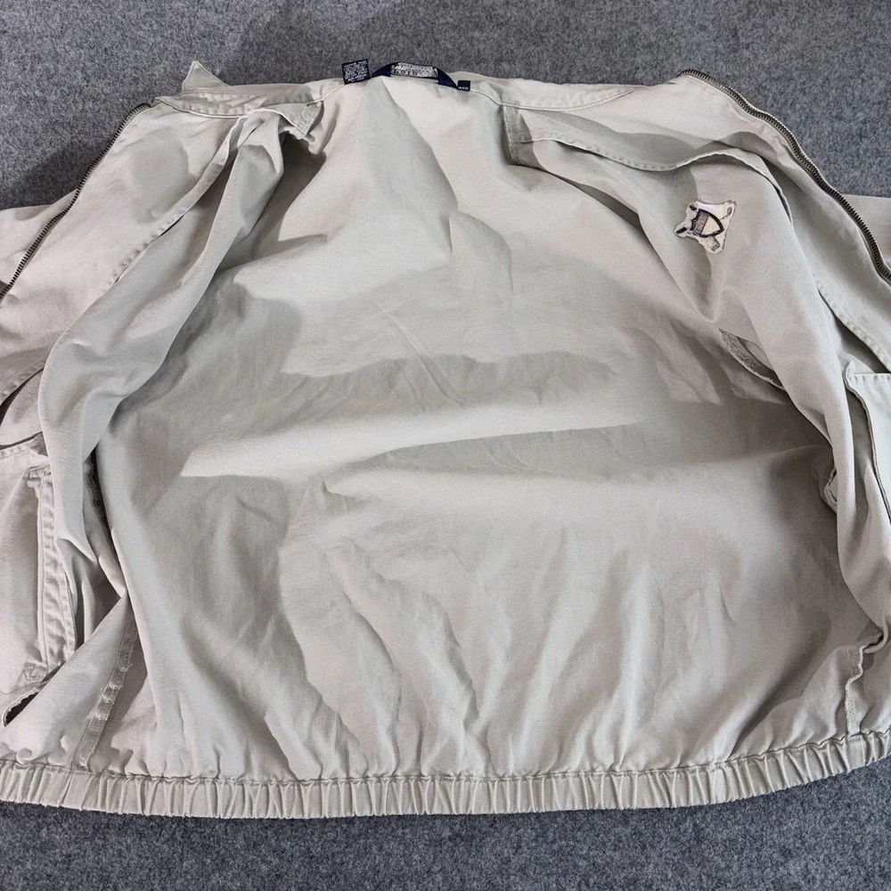 Vintage Polo Ralph Lauren Jacket Mens Large Beige Full Zip Golf Made In USA Rare
